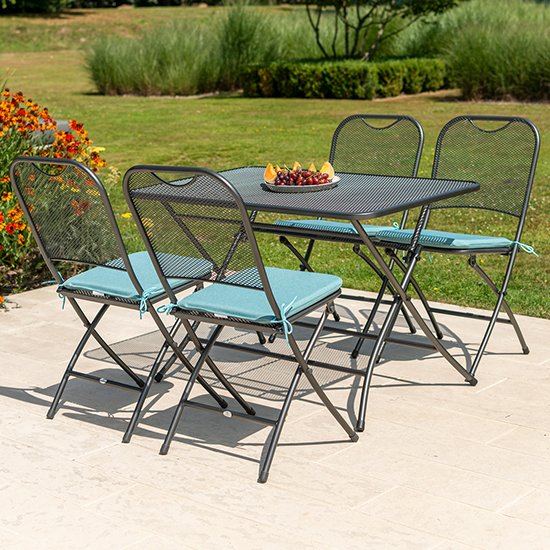 Prats Outdoor Square Dining Table With 4 Chairs In Jade - UKFurnitures ...