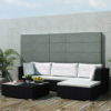 Paton Rattan 5 Piece Garden Lounge Set With Cushions In Black