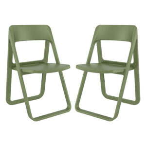 Durham Olive Green Polypropylene Dining Chairs In Pair