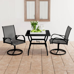 Clayton Small Steel 3 Piece Garden Dining Set In Anthracite