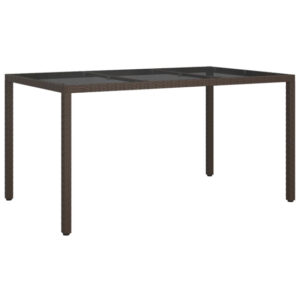 Bexter Glass Top Garden Dining Table Rectangular In Brown