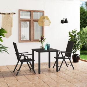 Sarnia Small Aluminium 3 Piece Garden Dining Set In Black