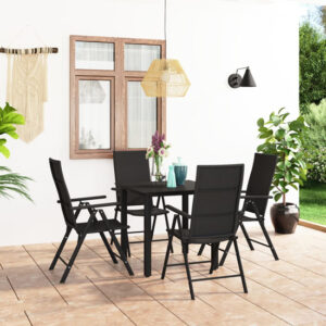 Sarnia Small Aluminium 5 Piece Garden Dining Set In Black