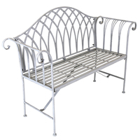 Charles Bentley Decorative Wrought Iron Bench - Grey