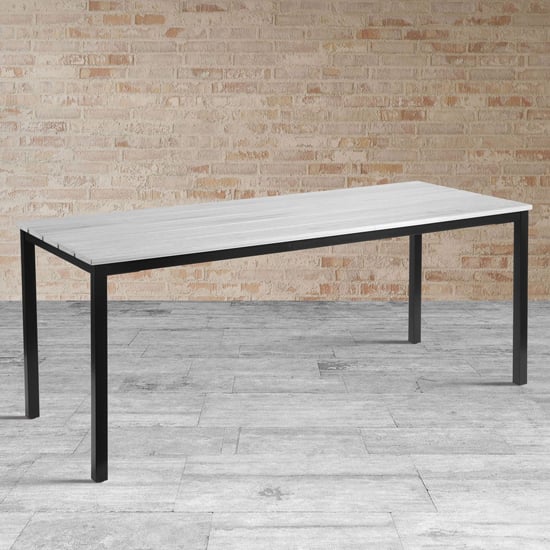 Etax Rectangular 180cm Wooden Dining Table In Whitewash