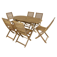 FSC® Certified Acacia Wooden Furniture Patio Oval Table & 6 Chairs (7 Piece Set)