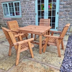 Vail Timber Brown Dining Table Small With 4 Chairs