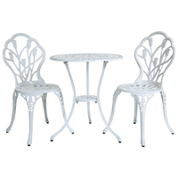 Cast Aluminium Tulip Bistro Table and Chairs Set ” White