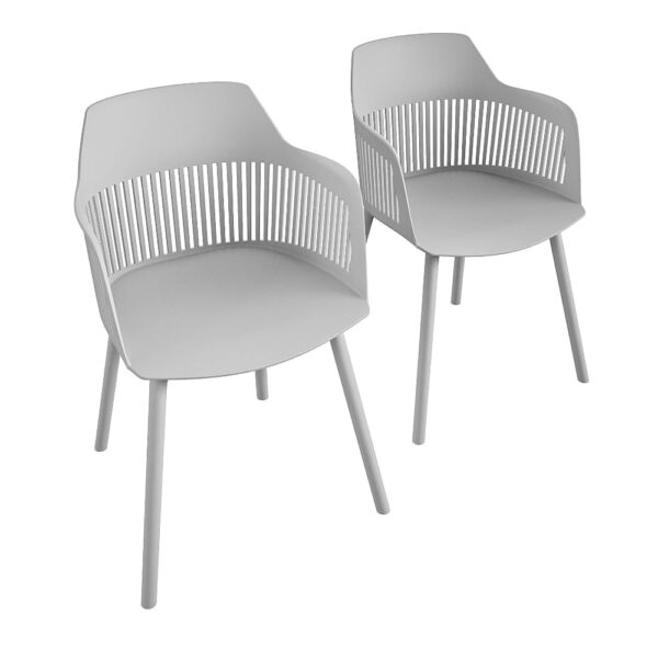 Cabazon Light Grey Resin Bistro Dining Chair In Pair