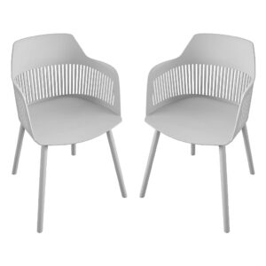 Celina Light Grey Resin Bistro Dining Chairs In Pair