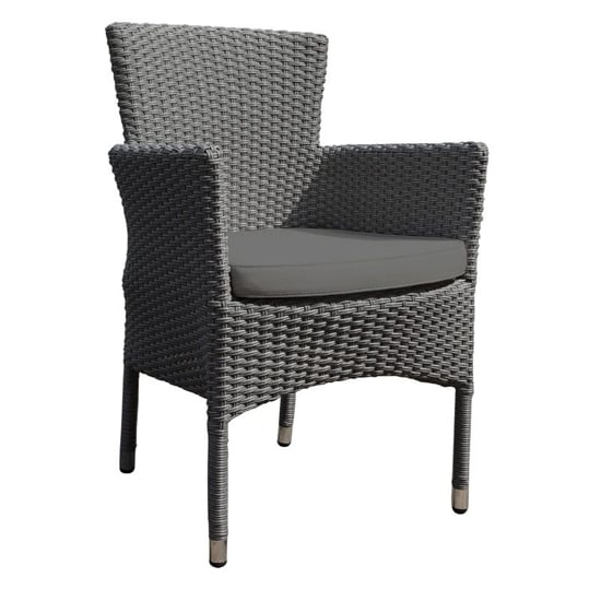 Onyx Outdoor Rattan High Back Armchair In Grey