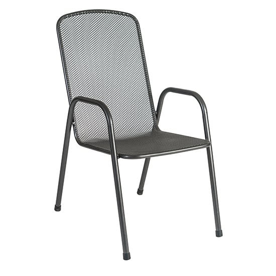 Prats Outdoor Metal Highback Stacking Armchair In Grey