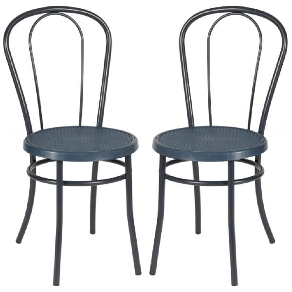 Ukiah Slate Blue Metal Bistro Chair In Pair